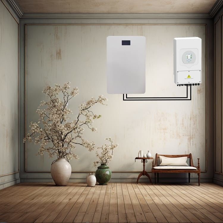 5.12kwh Υβριδικό Ηλιακό Τείχος Mount Lifepo4 μπαταρία όλα σε ένα για οικιακή χρήση
